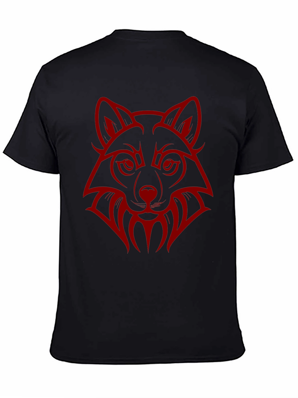 Wolf Head Graphic Print Crew Neck T-Shirt