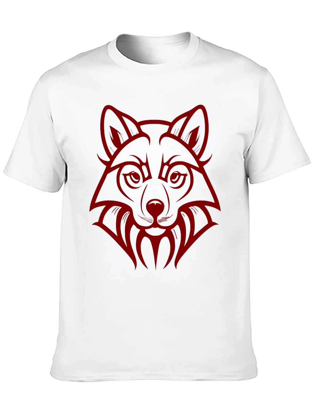 Wolf Head Graphic Print Crew Neck T-Shirt