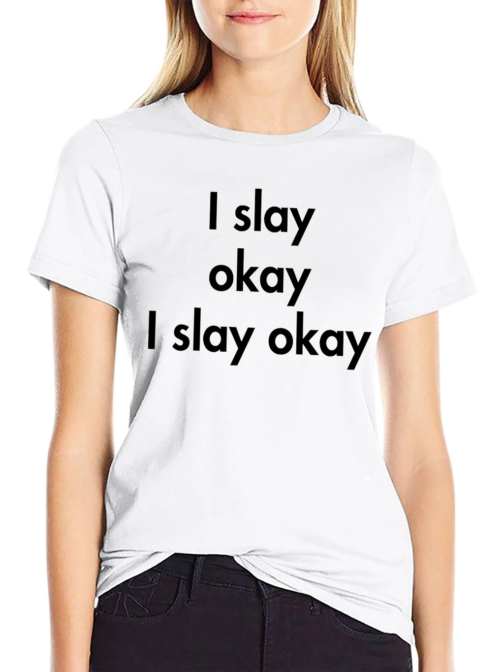 I Slay Okay Graphic Tee - Black Cotton Blend