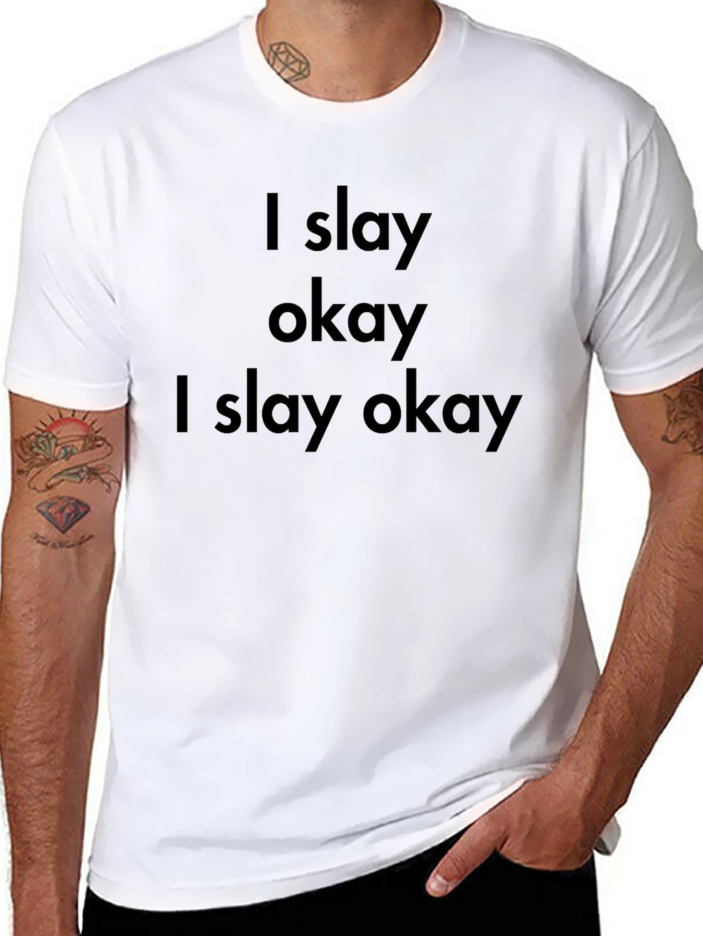 I Slay Okay Graphic Tee - Black Cotton Blend