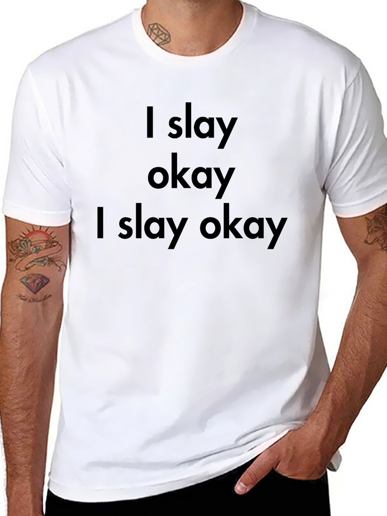 I Slay Okay Graphic Tee - Black Cotton Blend