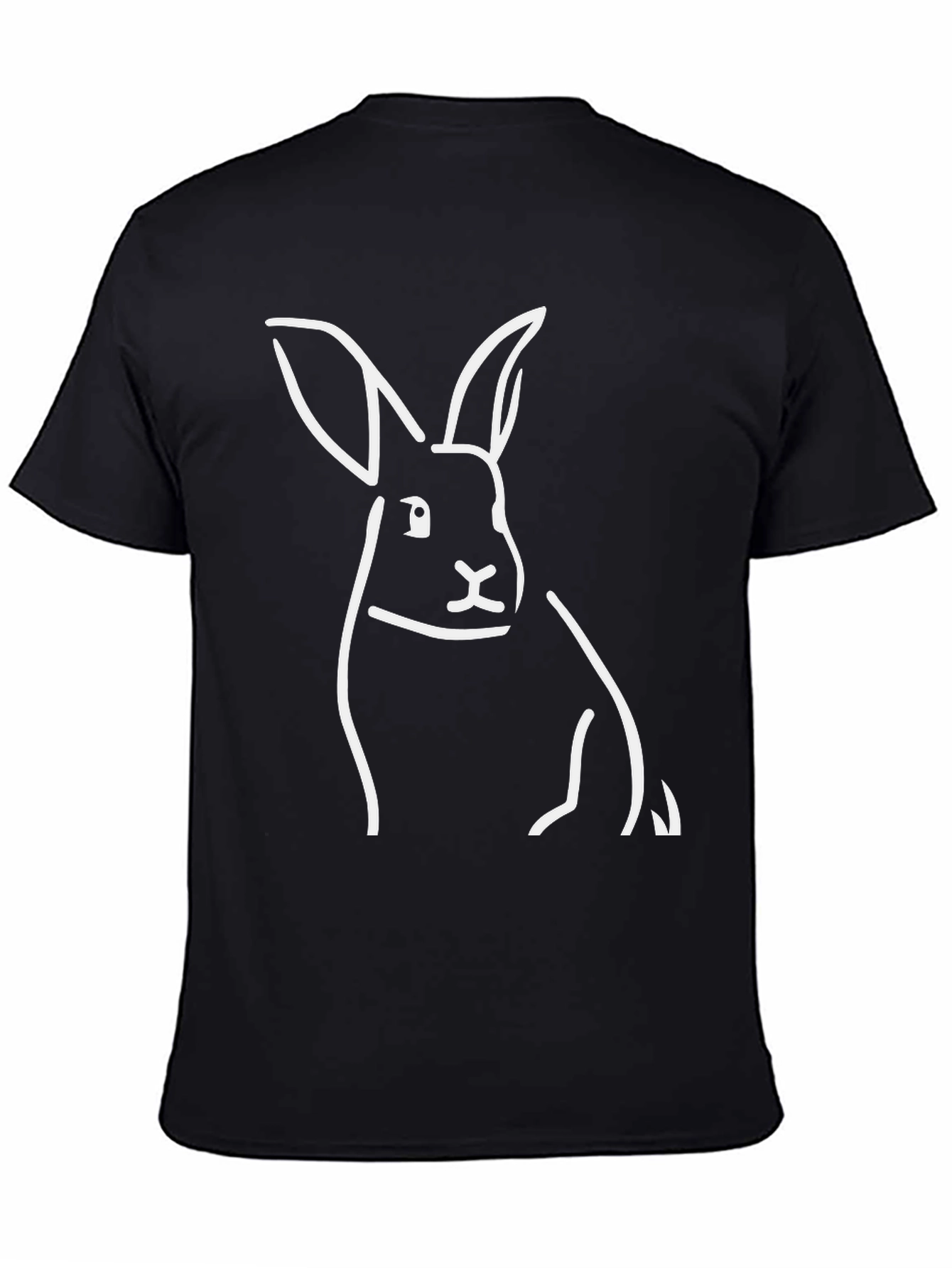 Minimalist Rabbit Graphic Tee - Black Cotton Shirt