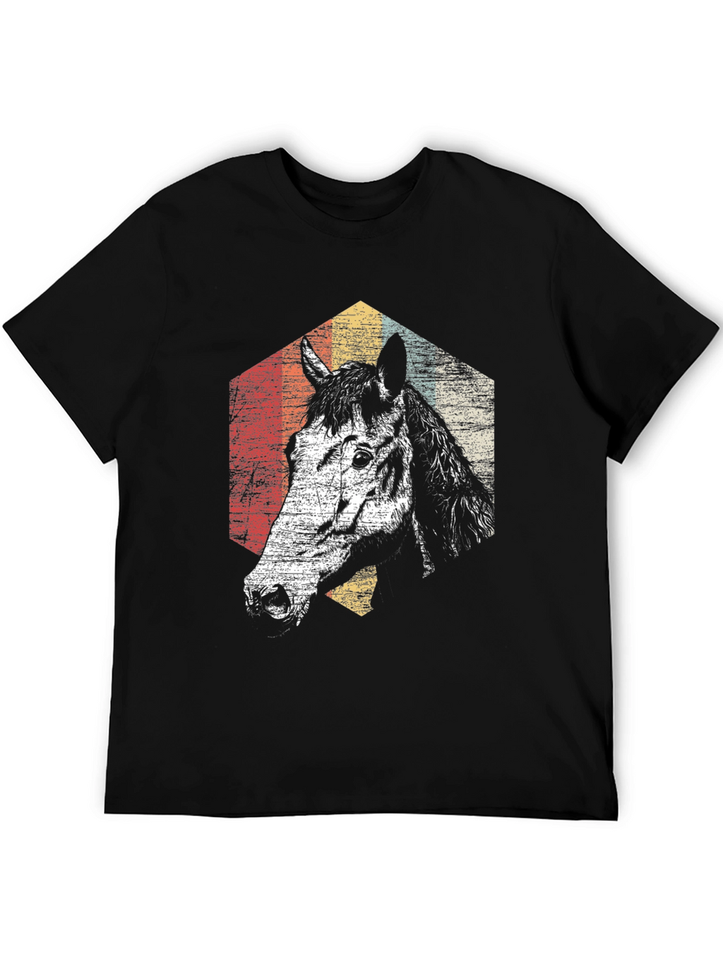 Retro Horse Graphic T-Shirt - Black