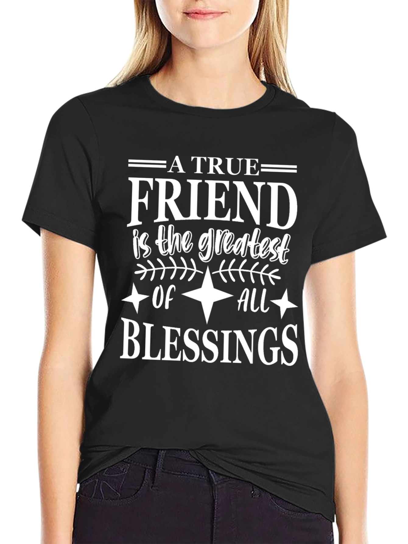 Friendship Blessing T-Shirt - Black Cotton Tee