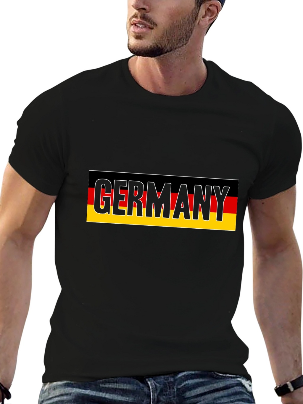 Germany Flag Graphic Tee - Black Cotton T-Shirt