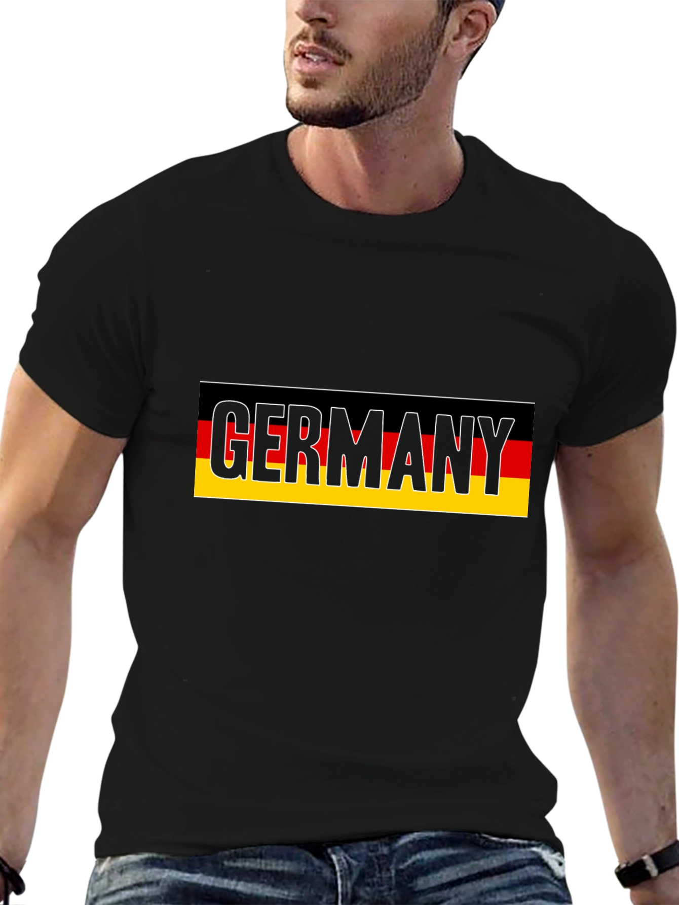 Germany Flag Graphic Tee - Black Cotton T-Shirt