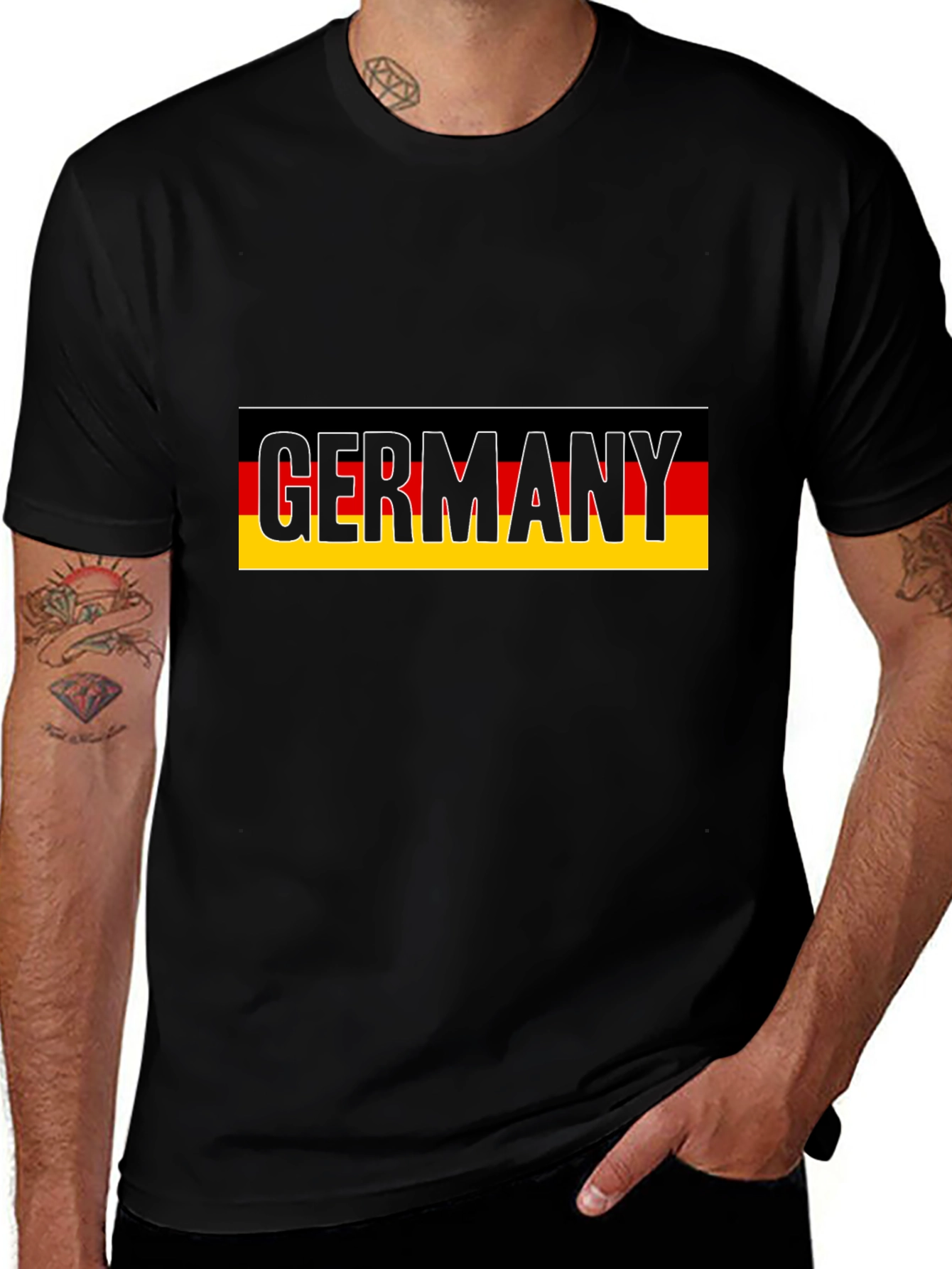 Germany Flag Graphic Tee - Black Cotton T-Shirt