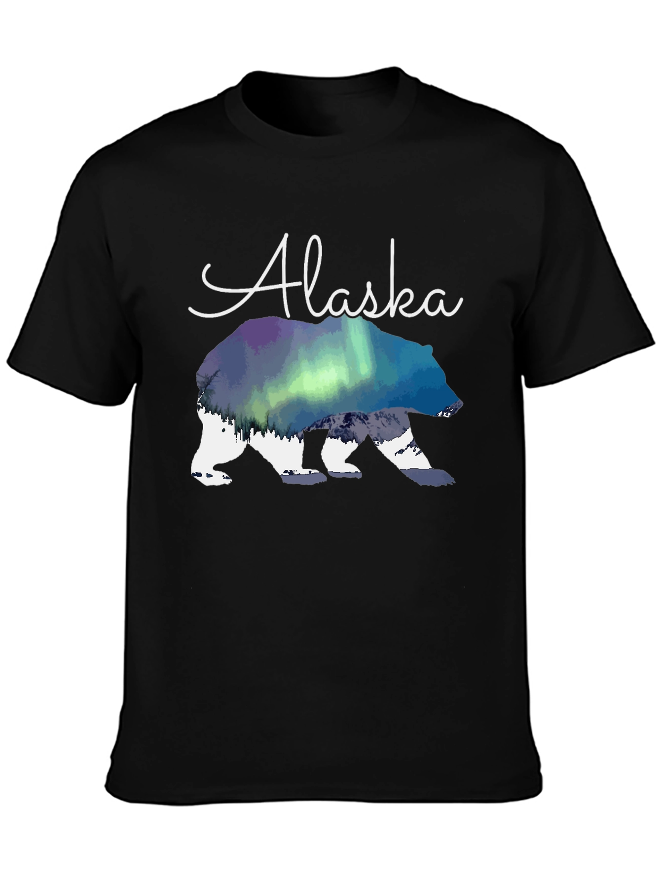 Alaska Bear T-Shirt Aurora Borealis Graphic Tee