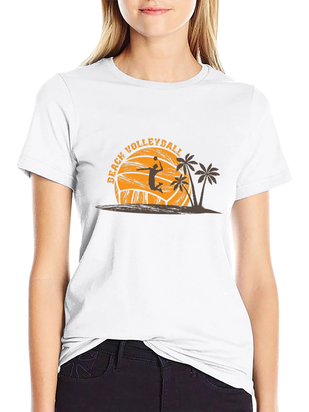 Beach Volleyball Graphic Tee - Black