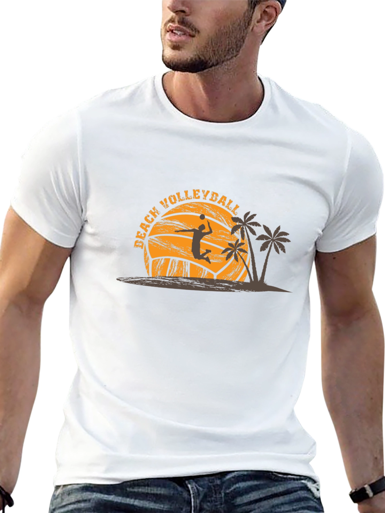 Beach Volleyball Graphic Tee - Black