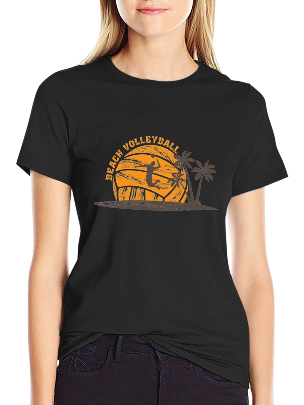 Beach Volleyball Graphic Tee - Black
