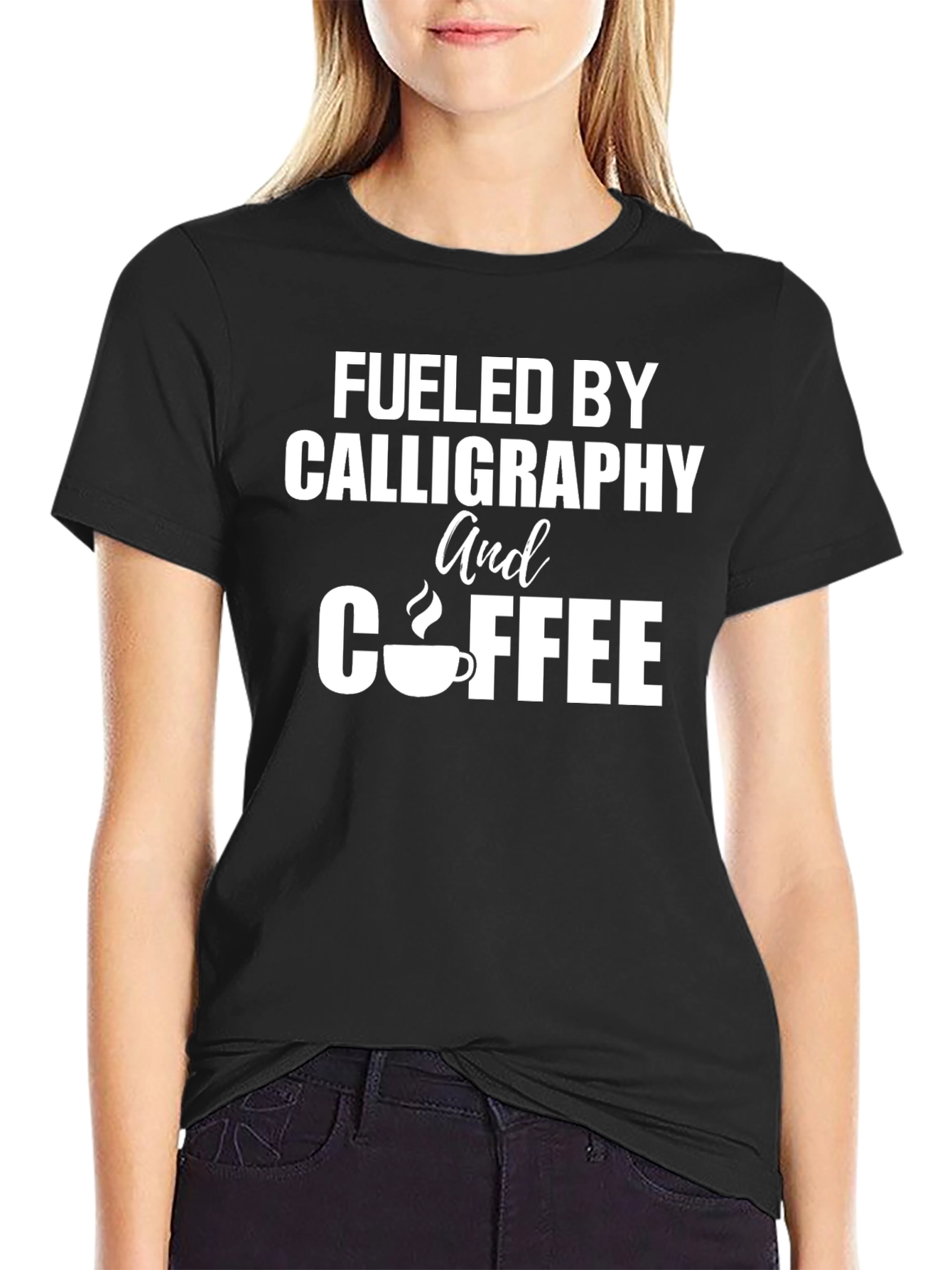 Calligraphy & Coffee Black T-Shirt