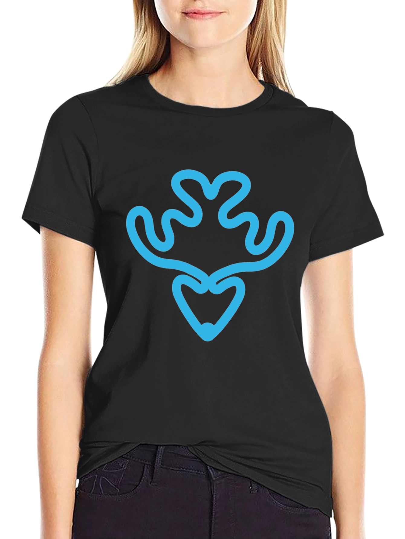 Abstract Deer Head Graphic Tee - Modern Minimalist Design