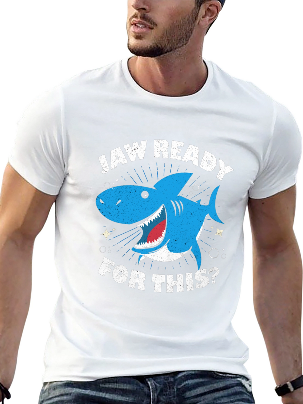 Jaw Ready Shark Graphic Tee - Black Cotton T-Shirt