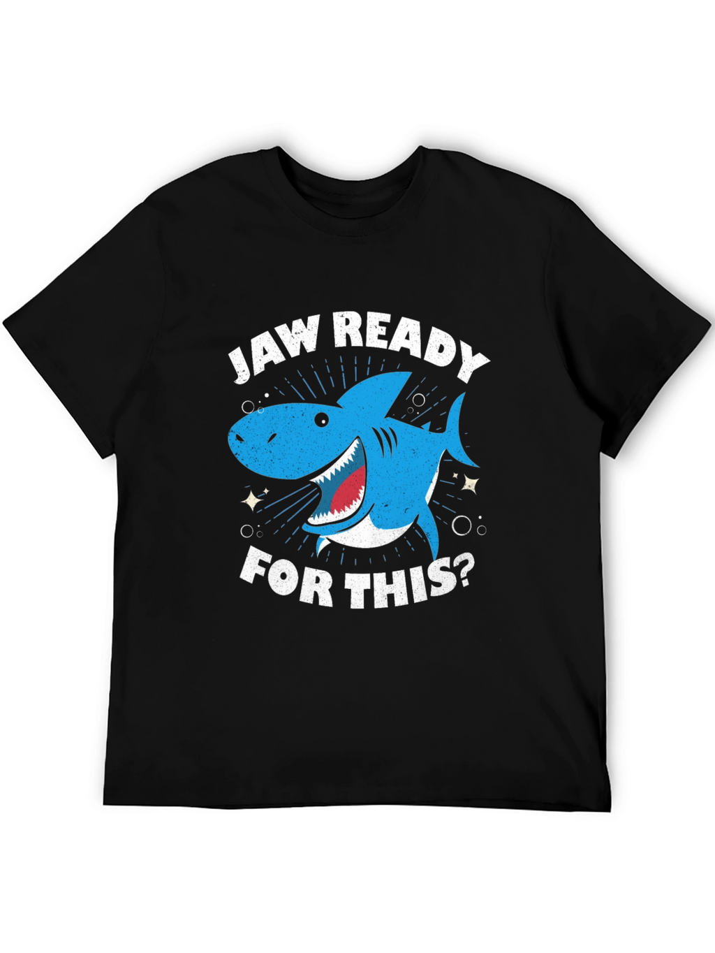 Jaw Ready Shark Graphic Tee - Black Cotton T-Shirt