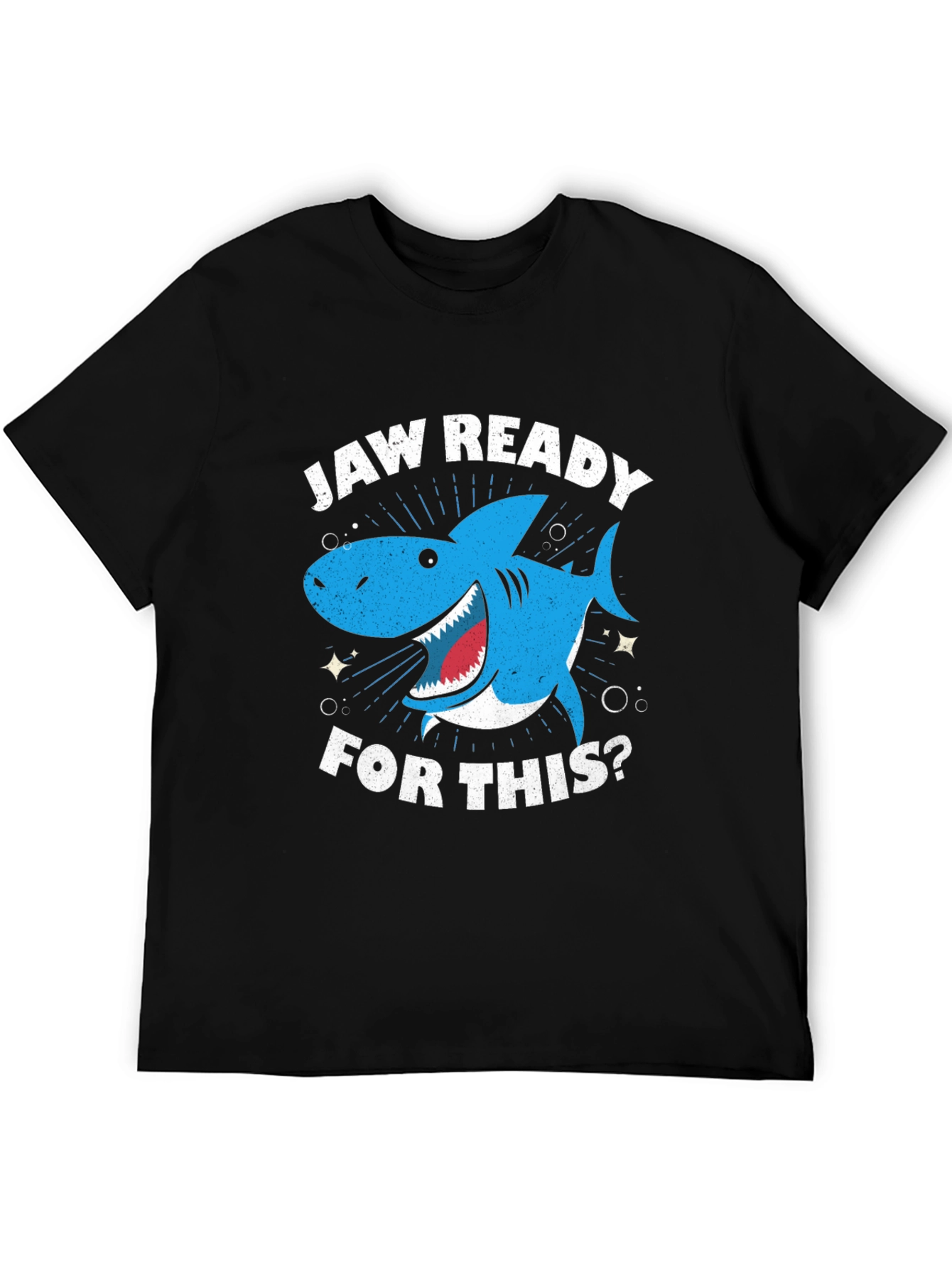 Jaw Ready Shark Graphic Tee - Black Cotton T-Shirt