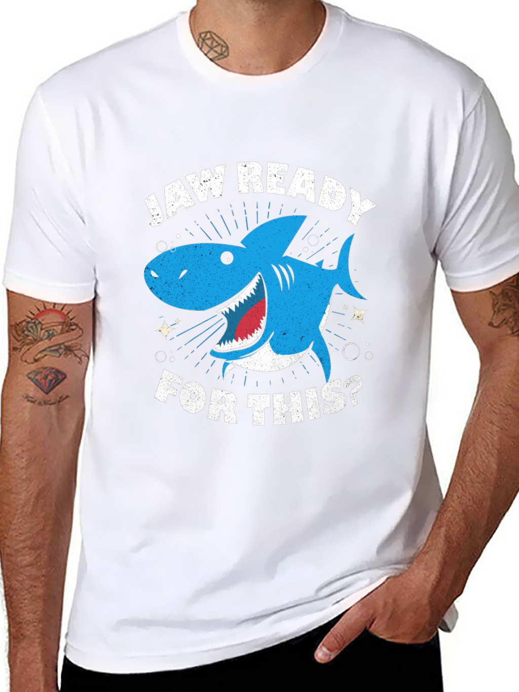 Jaw Ready Shark Graphic Tee - Black Cotton T-Shirt
