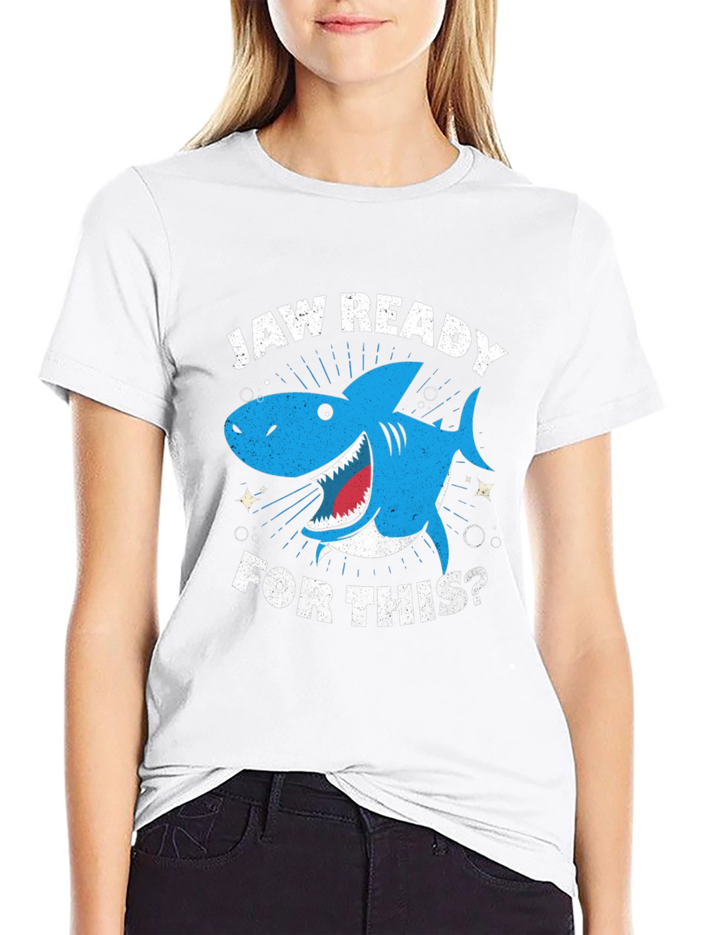 Jaw Ready Shark Graphic Tee - Black Cotton T-Shirt