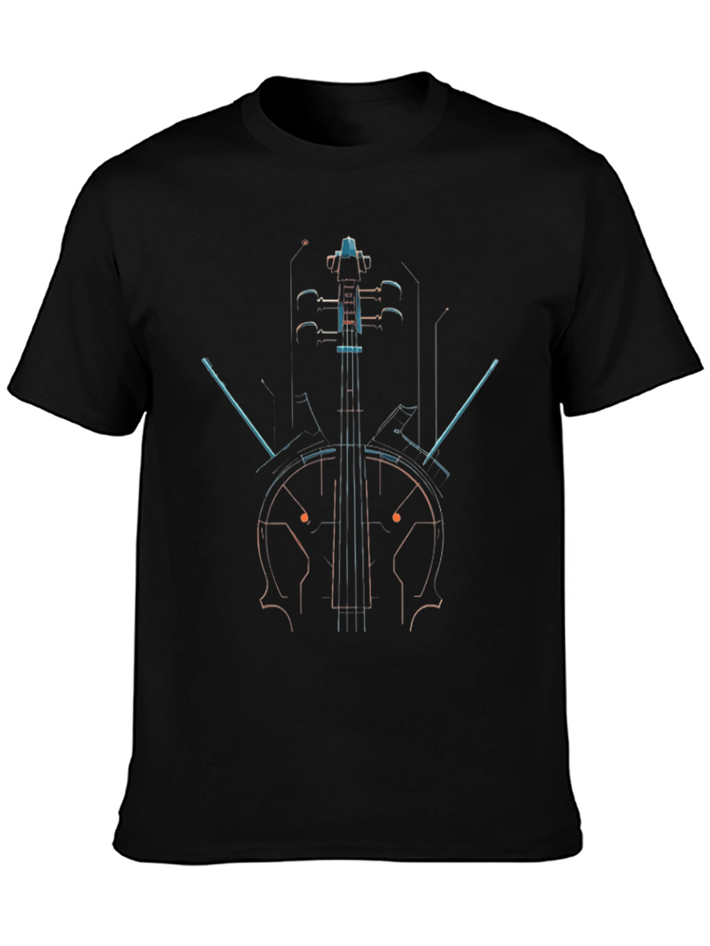 Abstract Cello Graphic Black T-Shirt