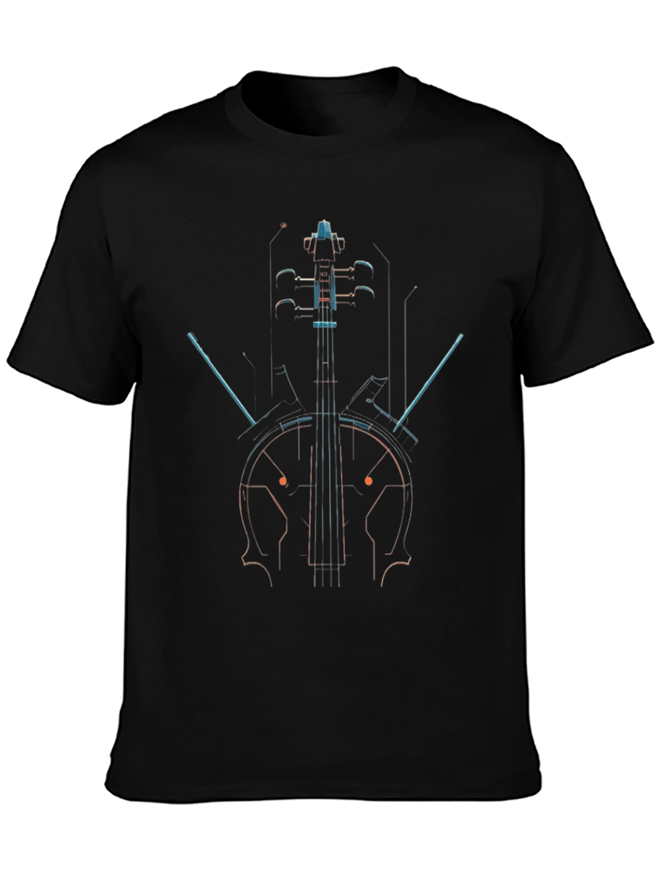 Abstract Cello Graphic Black T-Shirt