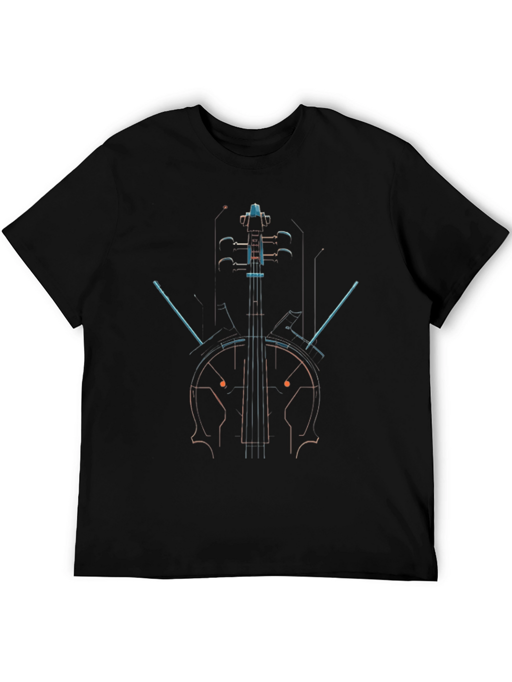 Abstract Cello Graphic Black T-Shirt