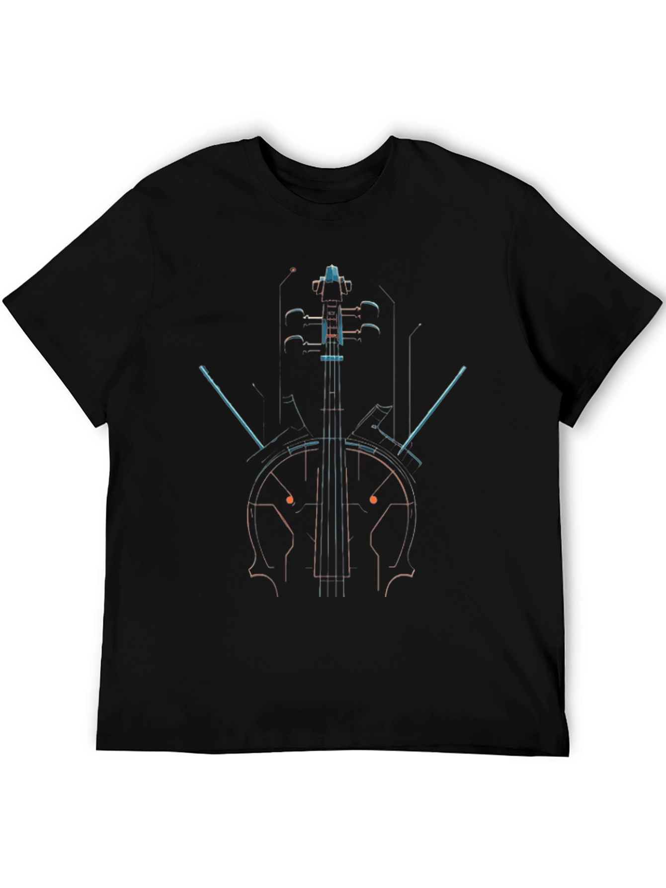 Abstract Cello Graphic Black T-Shirt