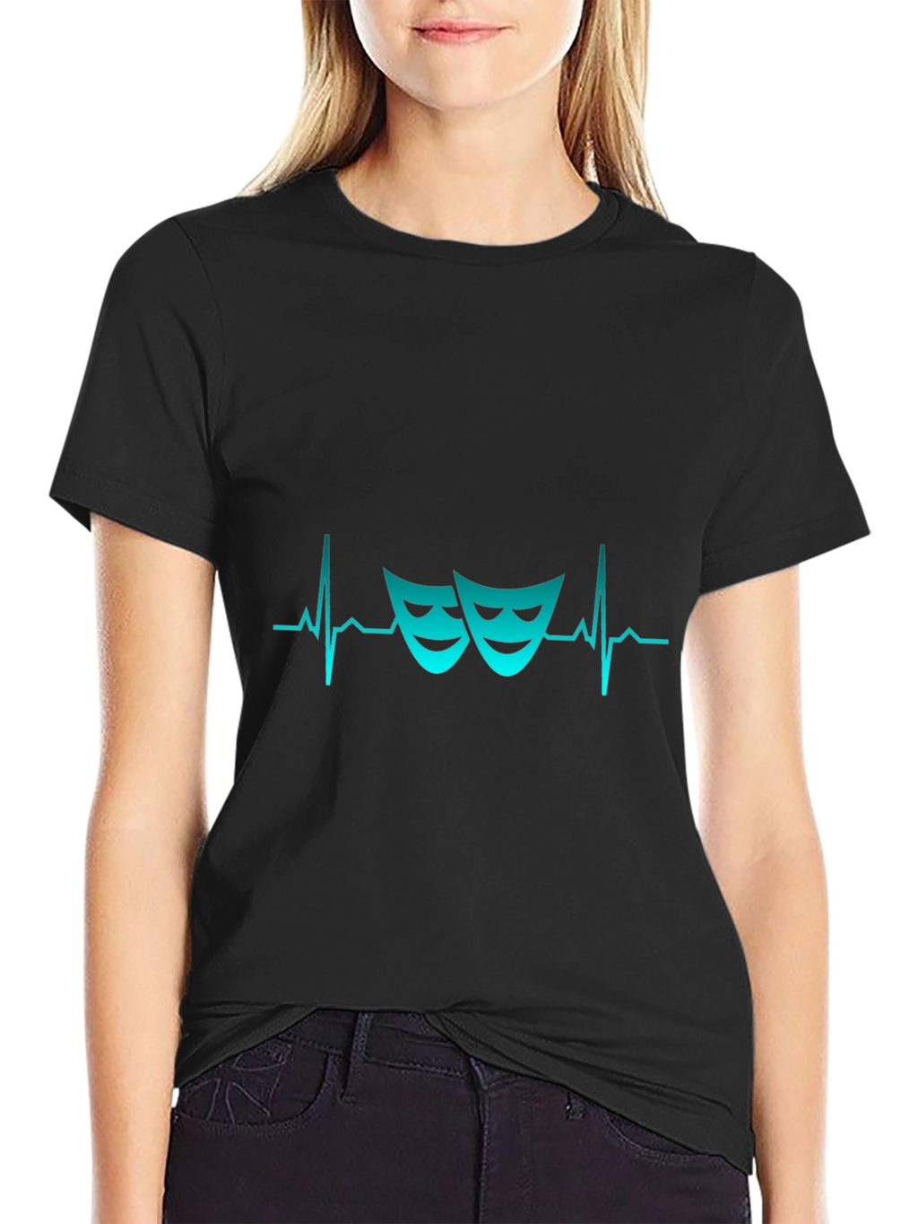 Drama Masks Heartbeat T-Shirt - Theatrical Style