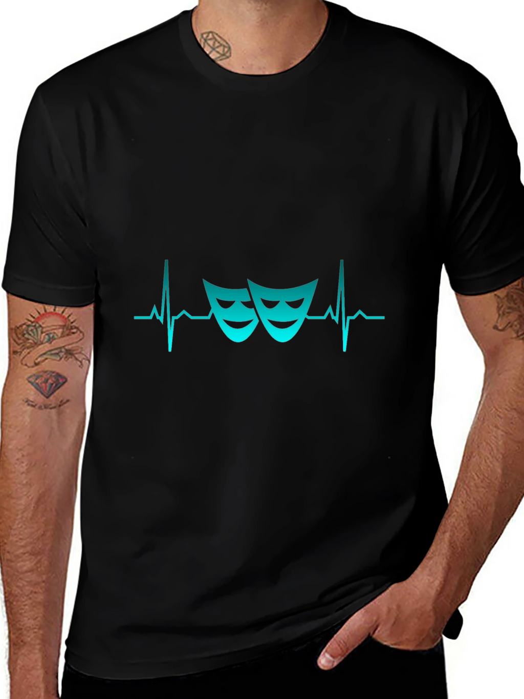 Drama Masks Heartbeat T-Shirt - Theatrical Style