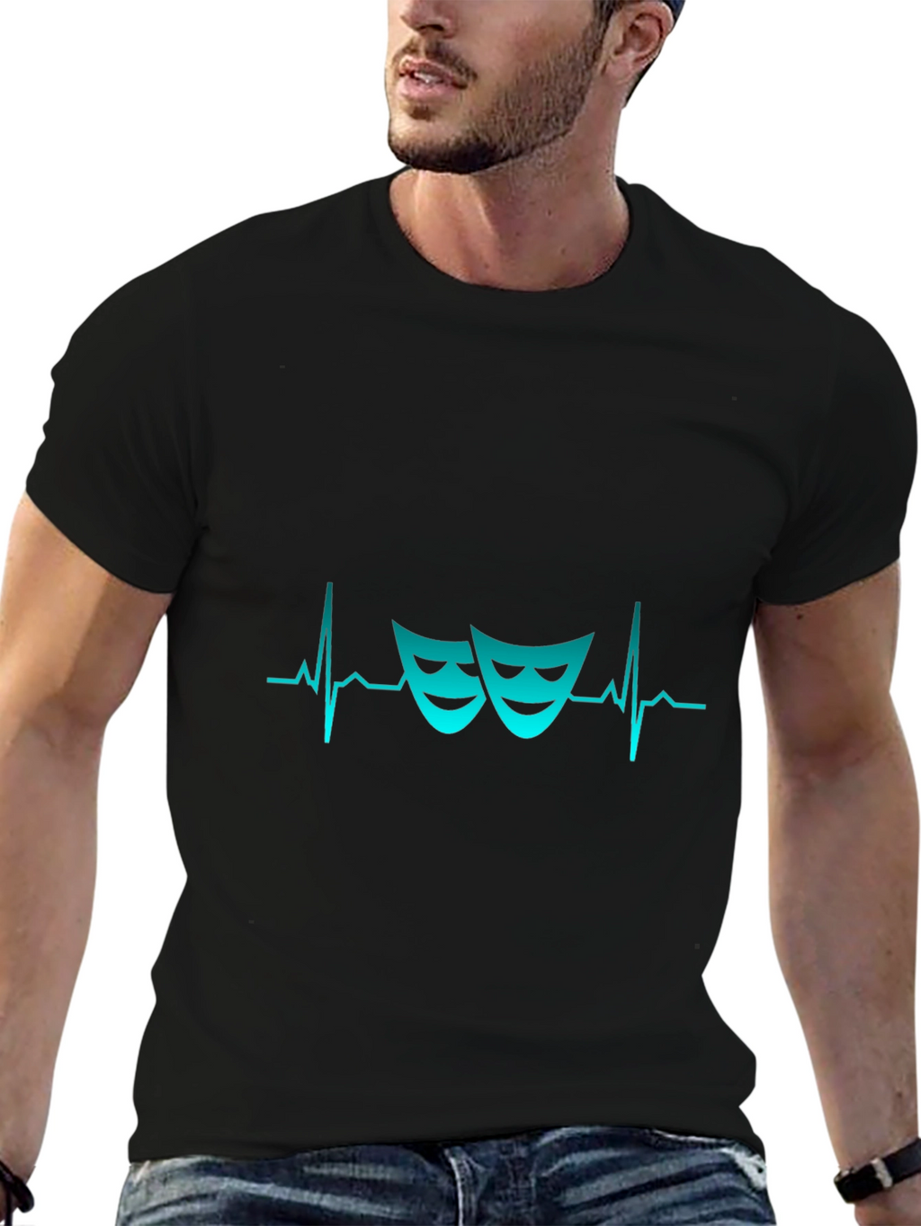 Drama Masks Heartbeat T-Shirt - Theatrical Style