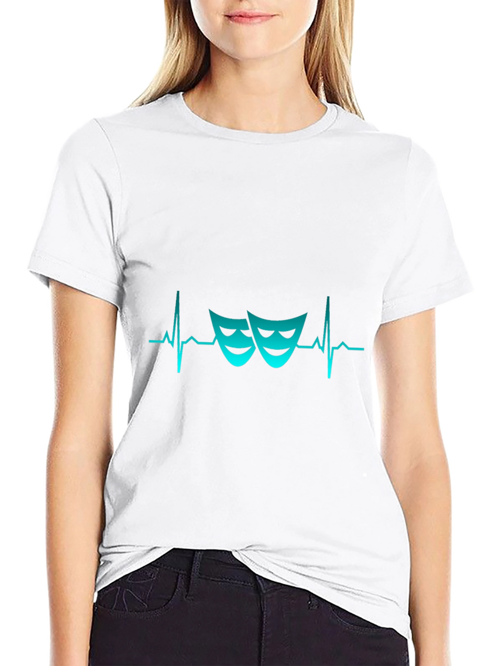 Drama Masks Heartbeat T-Shirt - Theatrical Style
