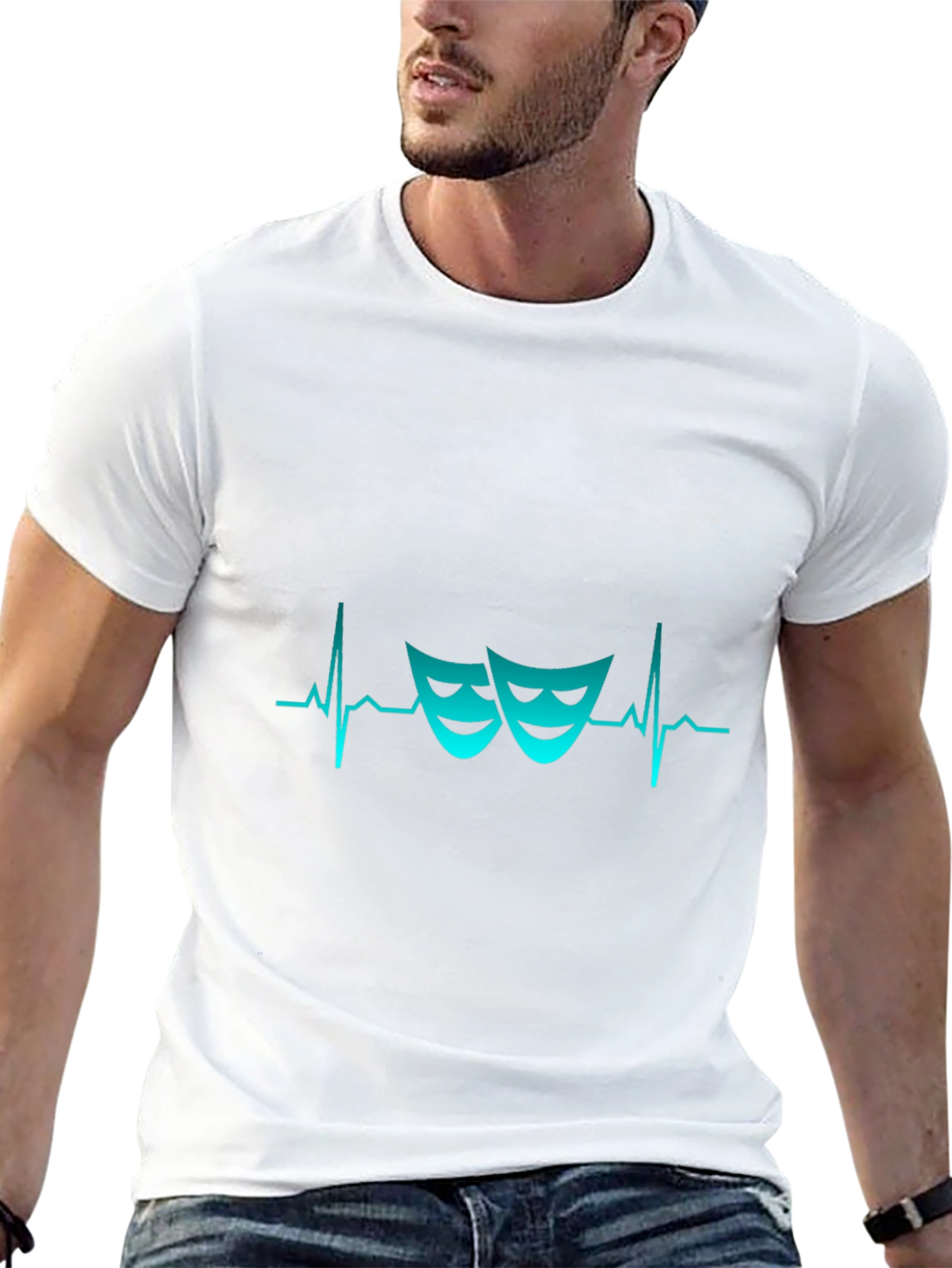 Drama Masks Heartbeat T-Shirt - Theatrical Style