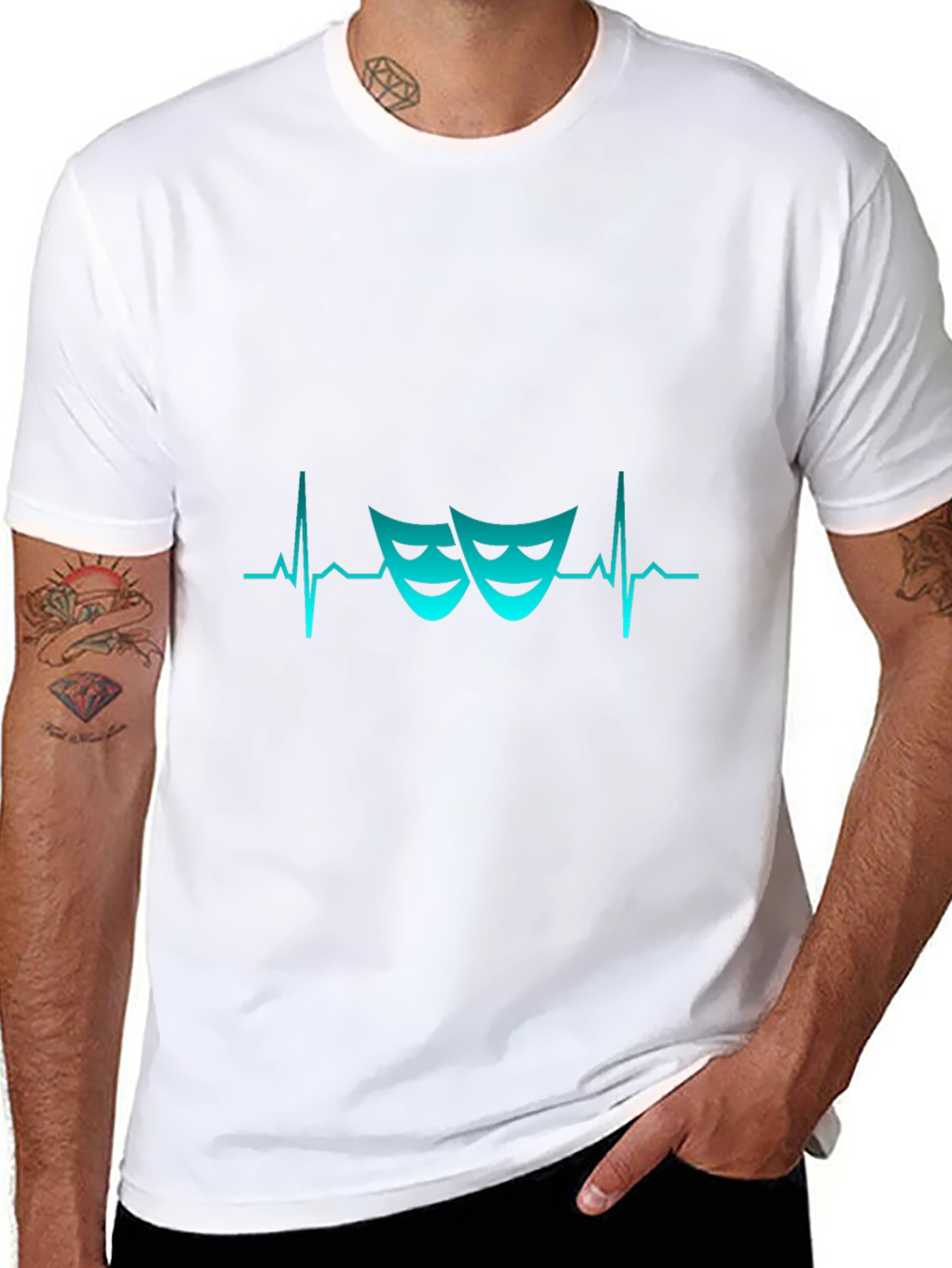 Drama Masks Heartbeat T-Shirt - Theatrical Style
