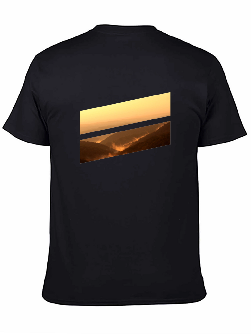 Sunset Vista Graphic Tee - Black Cotton Comfort