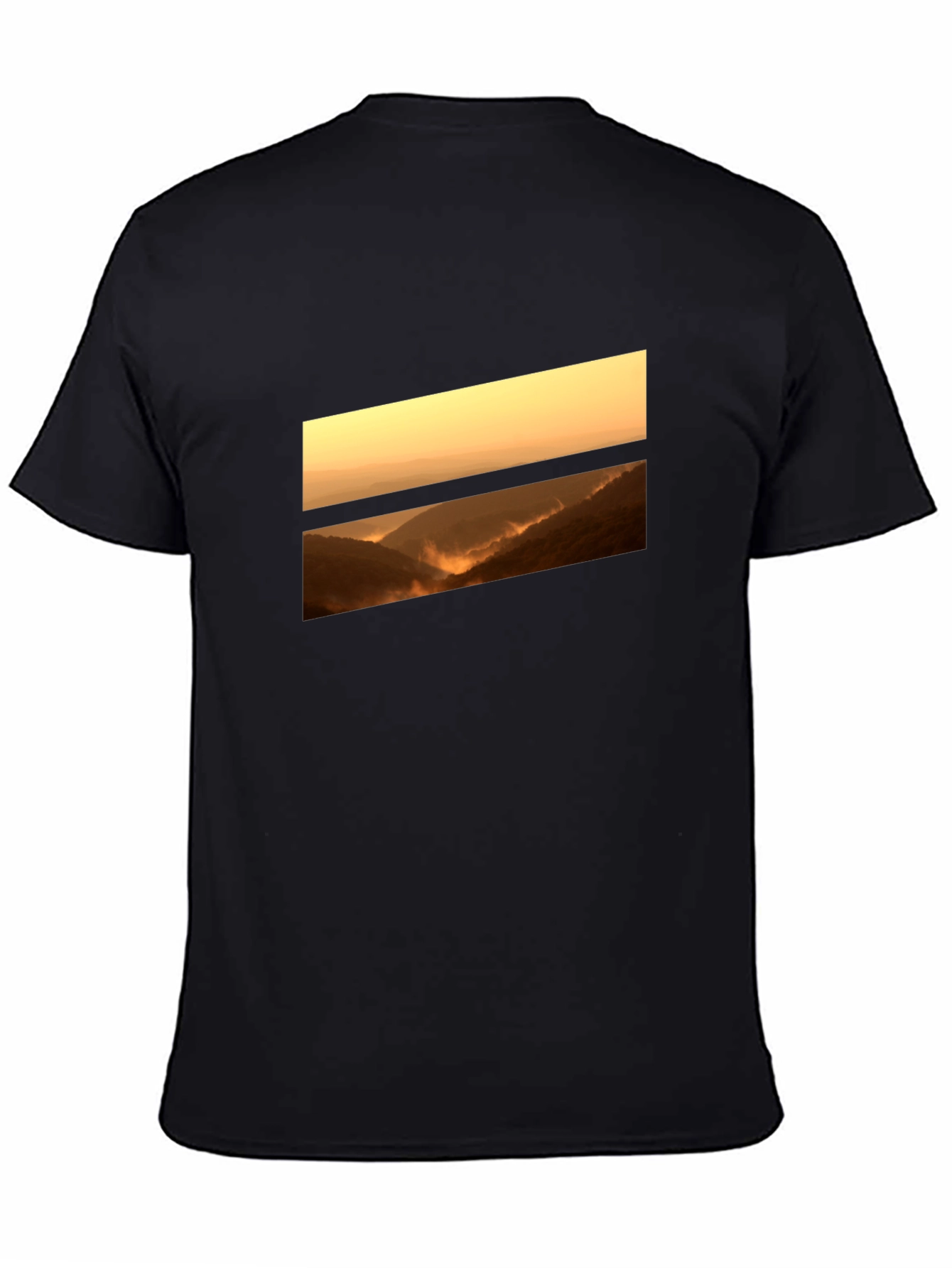 Sunset Vista Graphic Tee - Black Cotton Comfort
