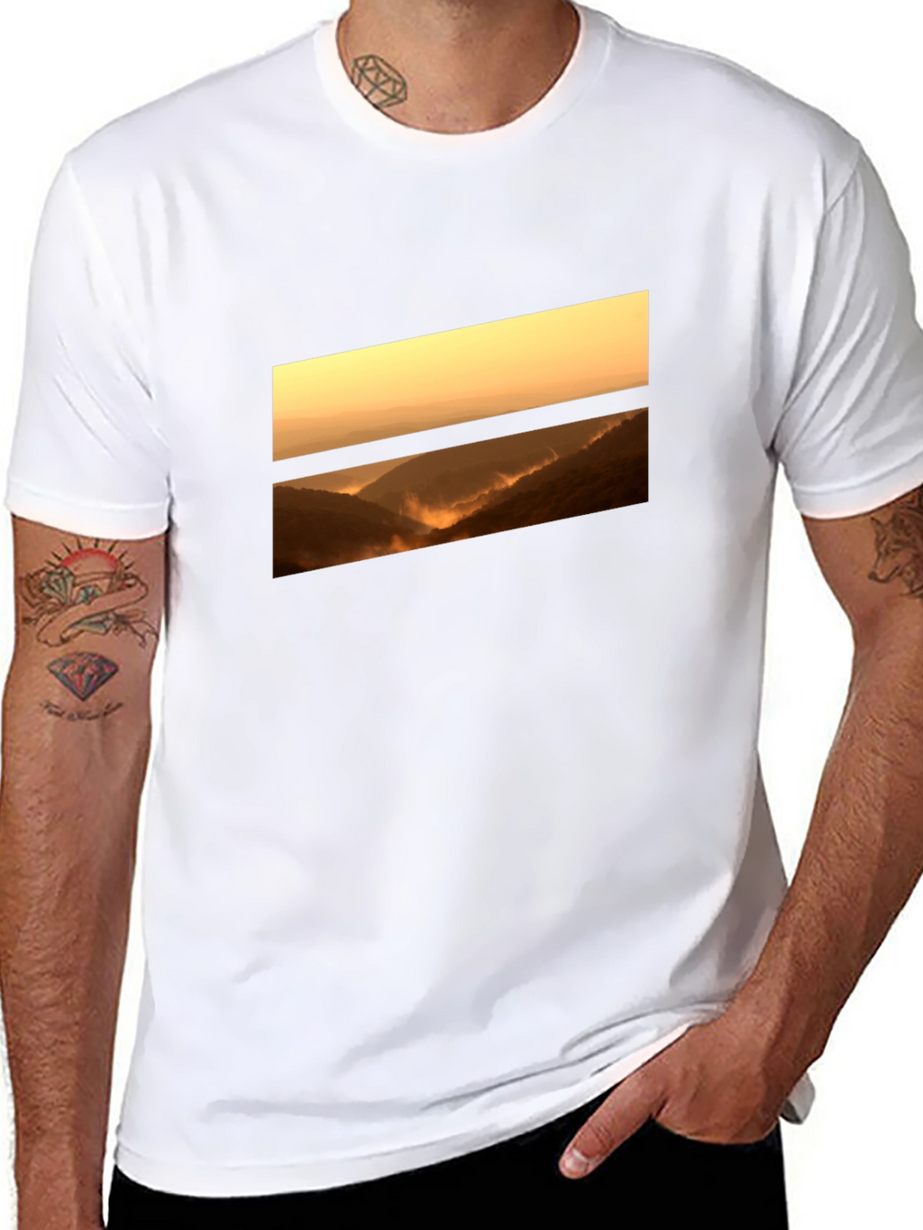 Sunset Vista Graphic Tee - Black Cotton Comfort