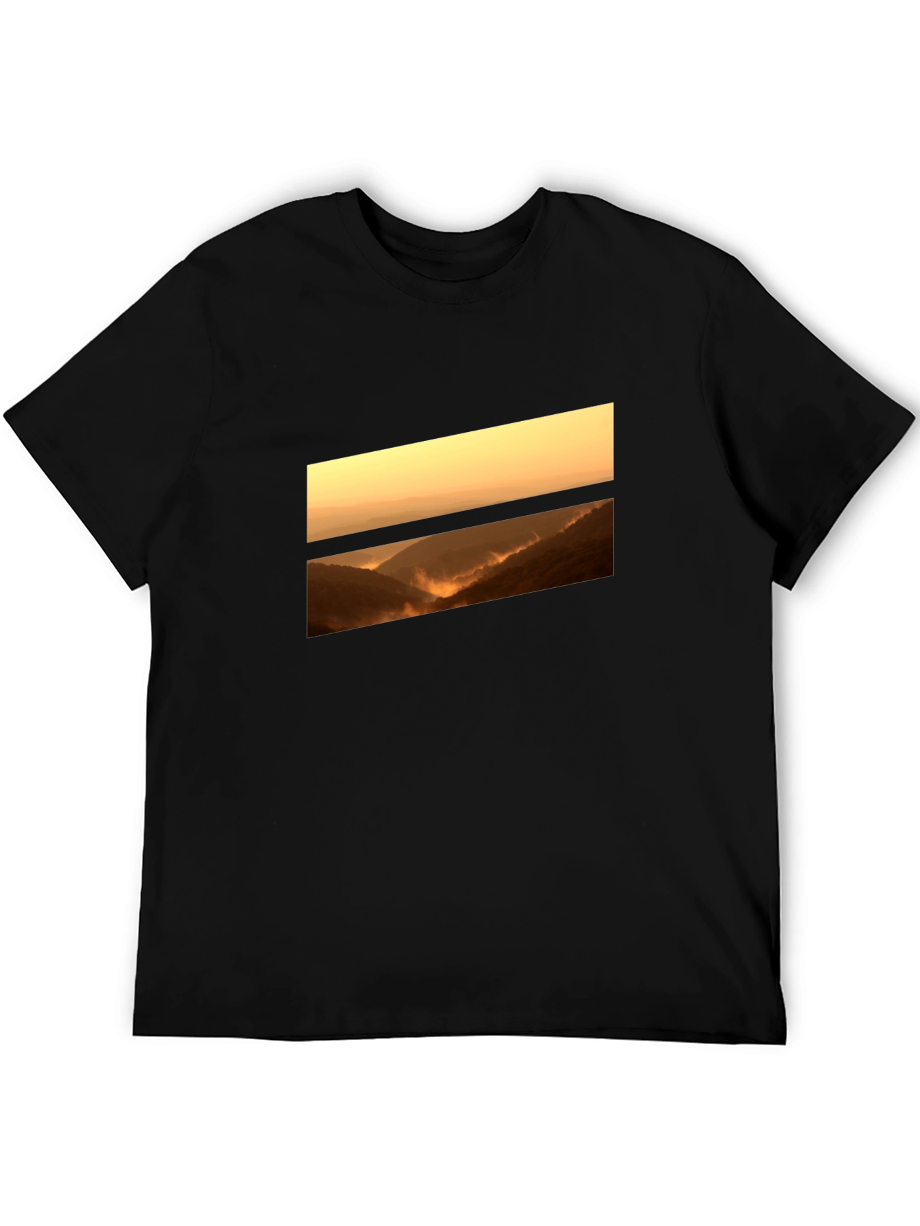 Sunset Vista Graphic Tee - Black Cotton Comfort