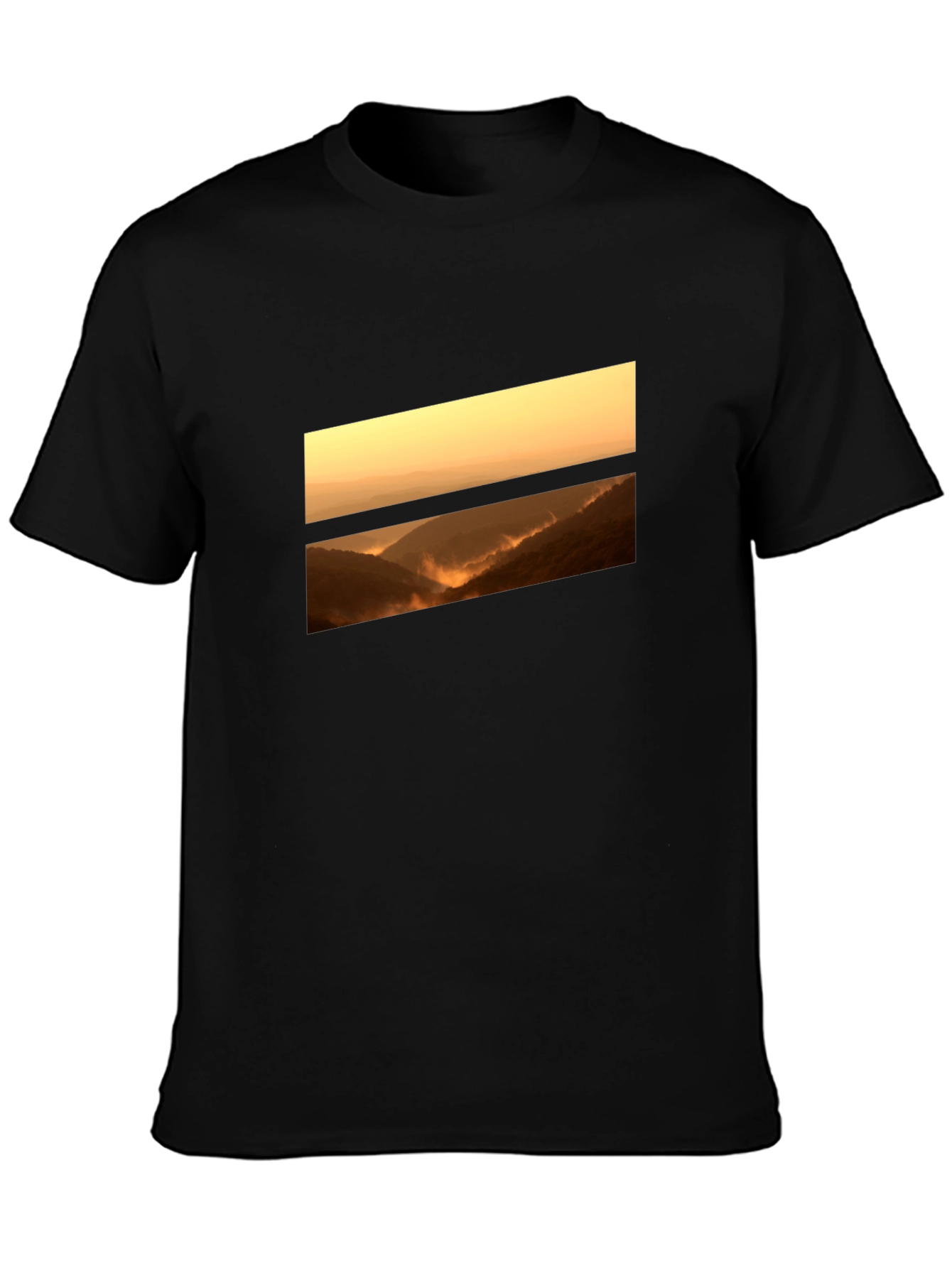 Sunset Vista Graphic Tee - Black Cotton Comfort