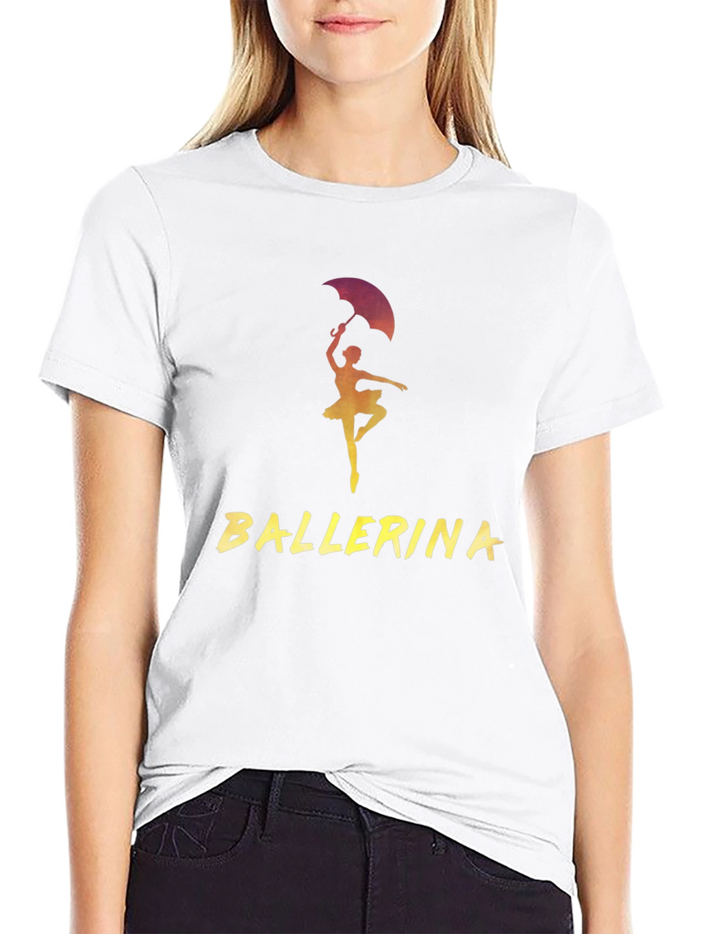 Ballerina Dancer Graphic Tee - Stylish Black T-Shirt
