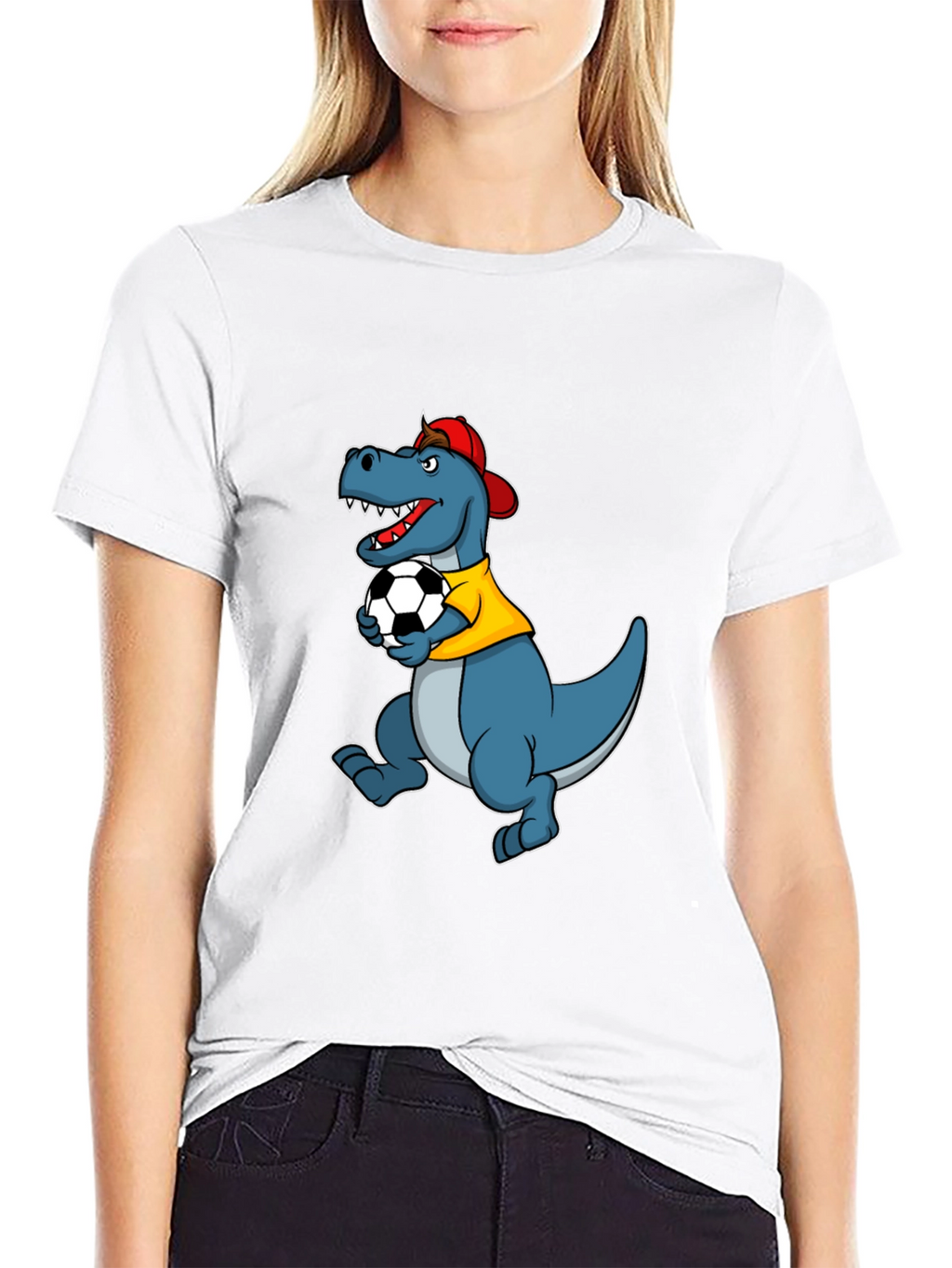 Dino Soccer T-Shirt - Black Cotton Tee