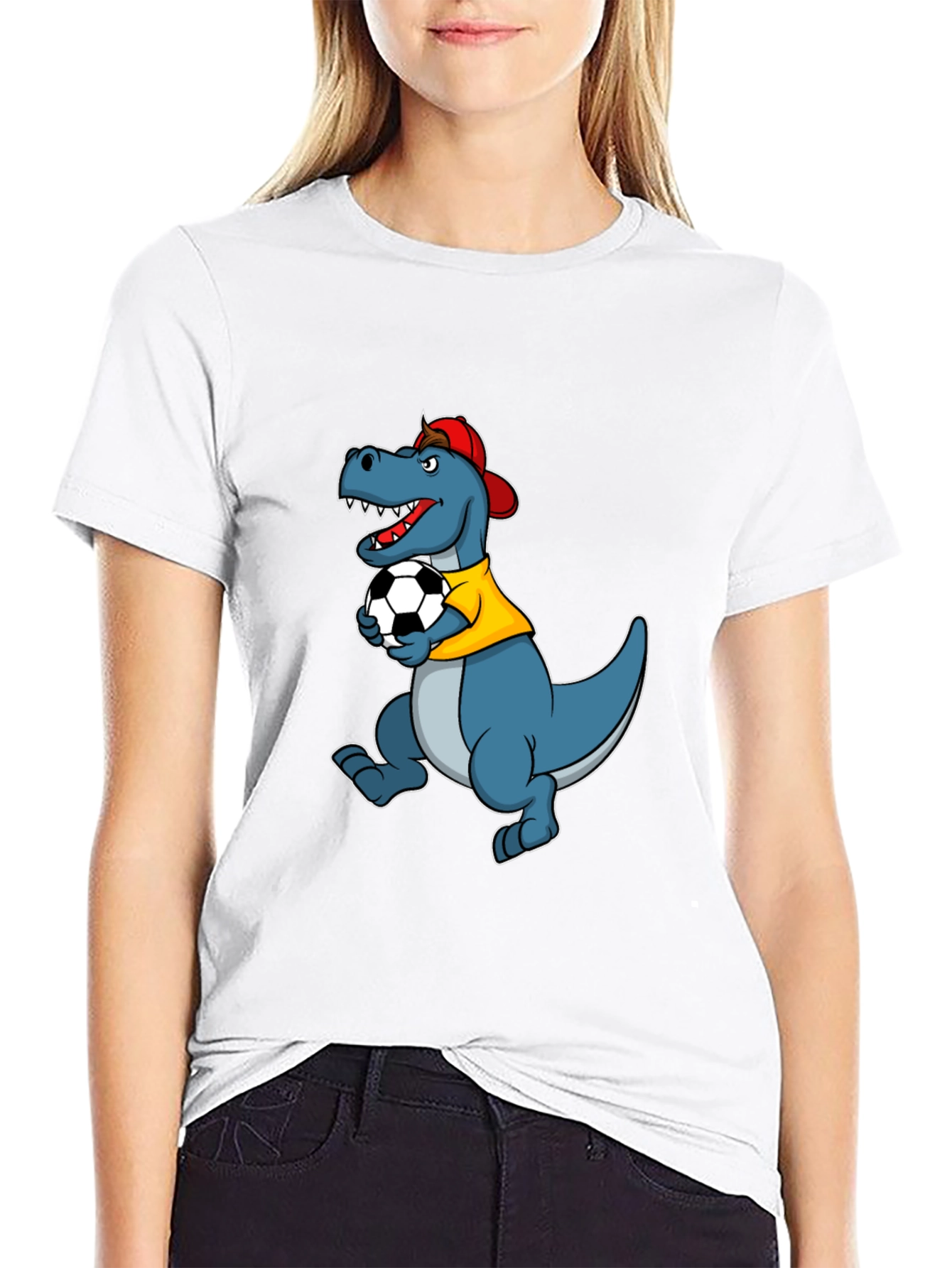 Dino Soccer T-Shirt - Black Cotton Tee