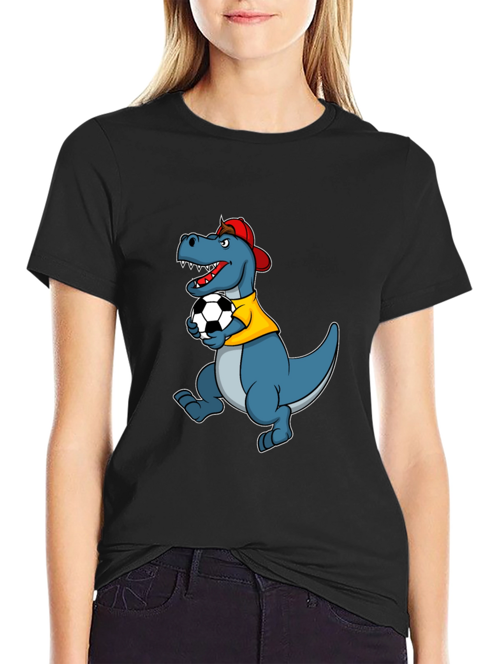 Dino Soccer T-Shirt - Black Cotton Tee
