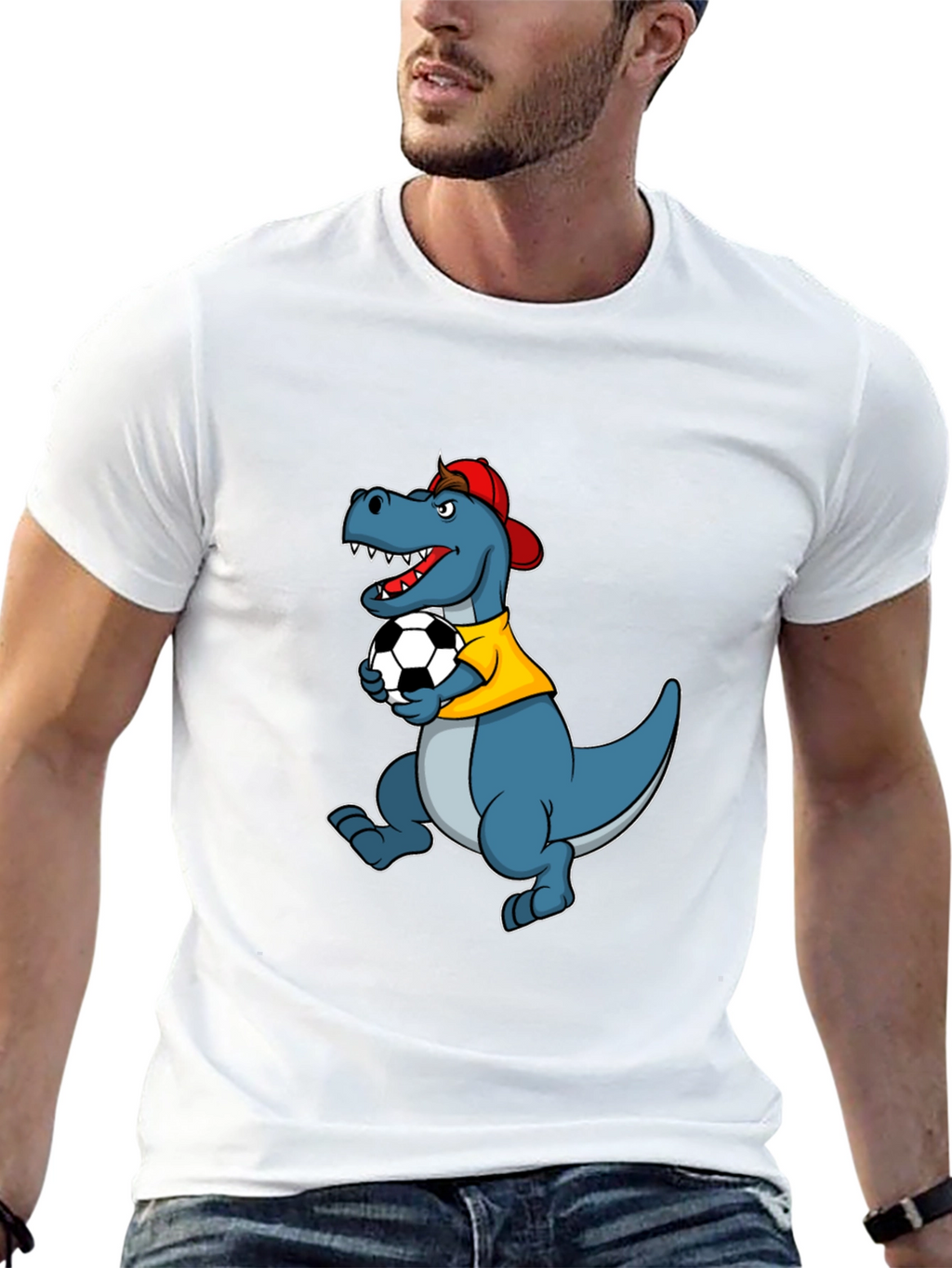 Dino Soccer T-Shirt - Black Cotton Tee
