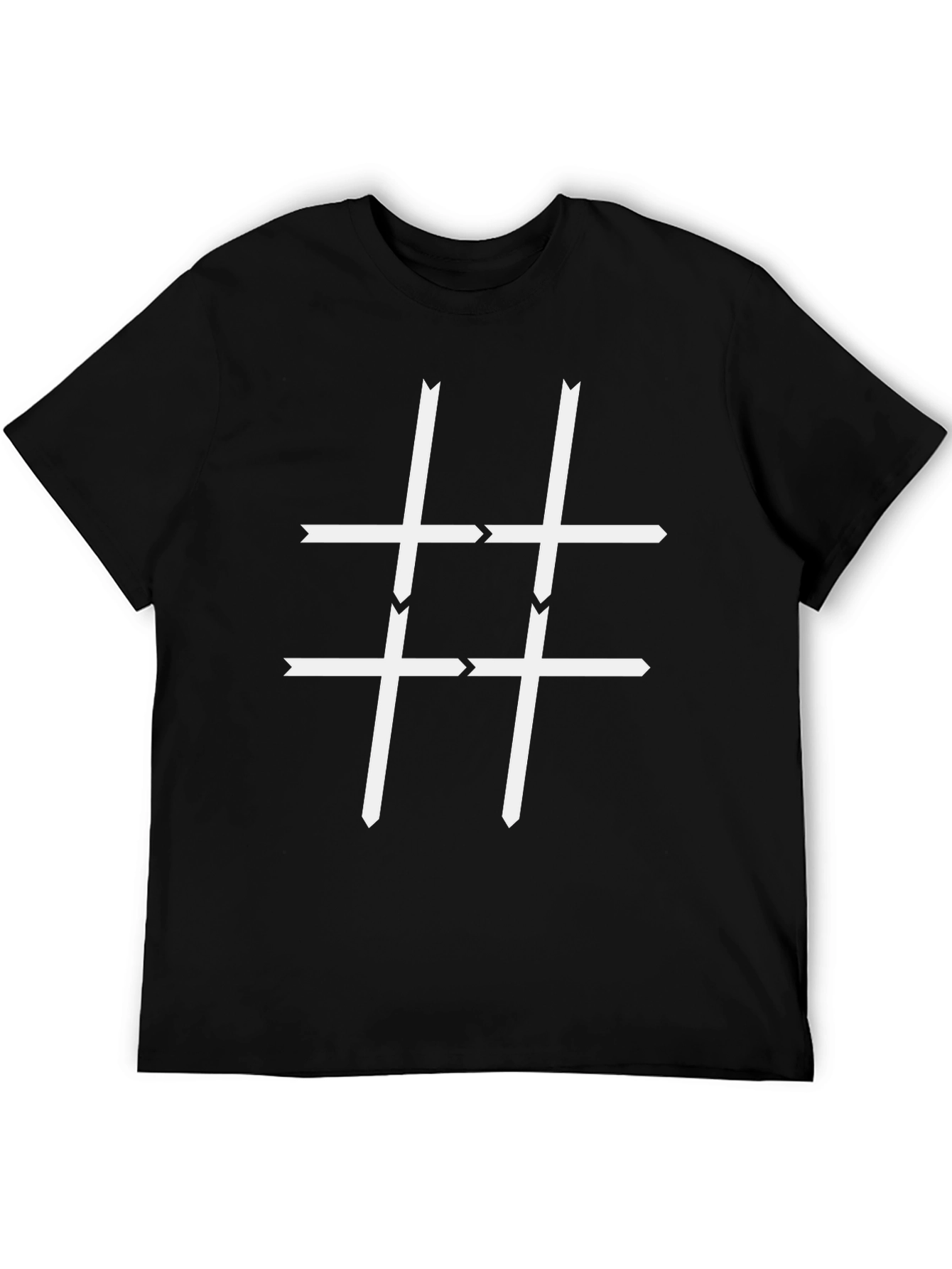 Arrow Hashtag Graphic Tee - Black Cotton Casual