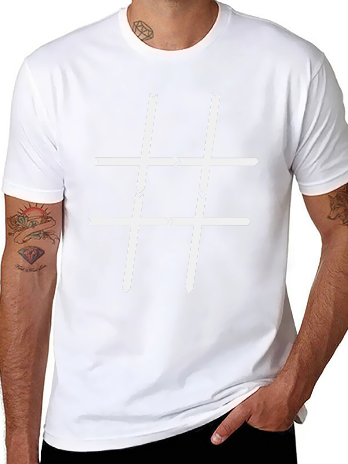 Arrow Hashtag Graphic Tee - Black Cotton Casual