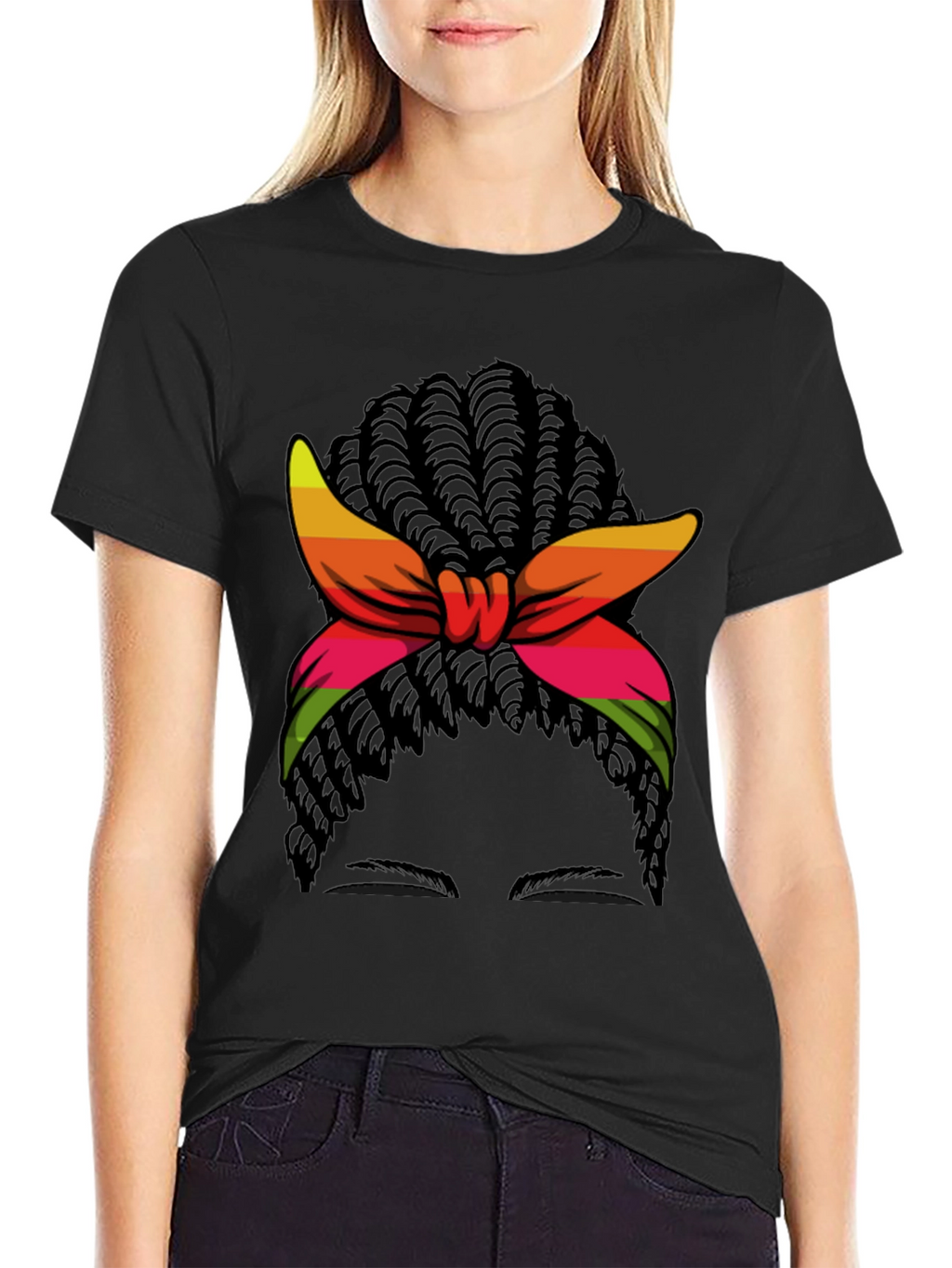 Headwrap Hair Graphic Tee - Stylish Casual Top