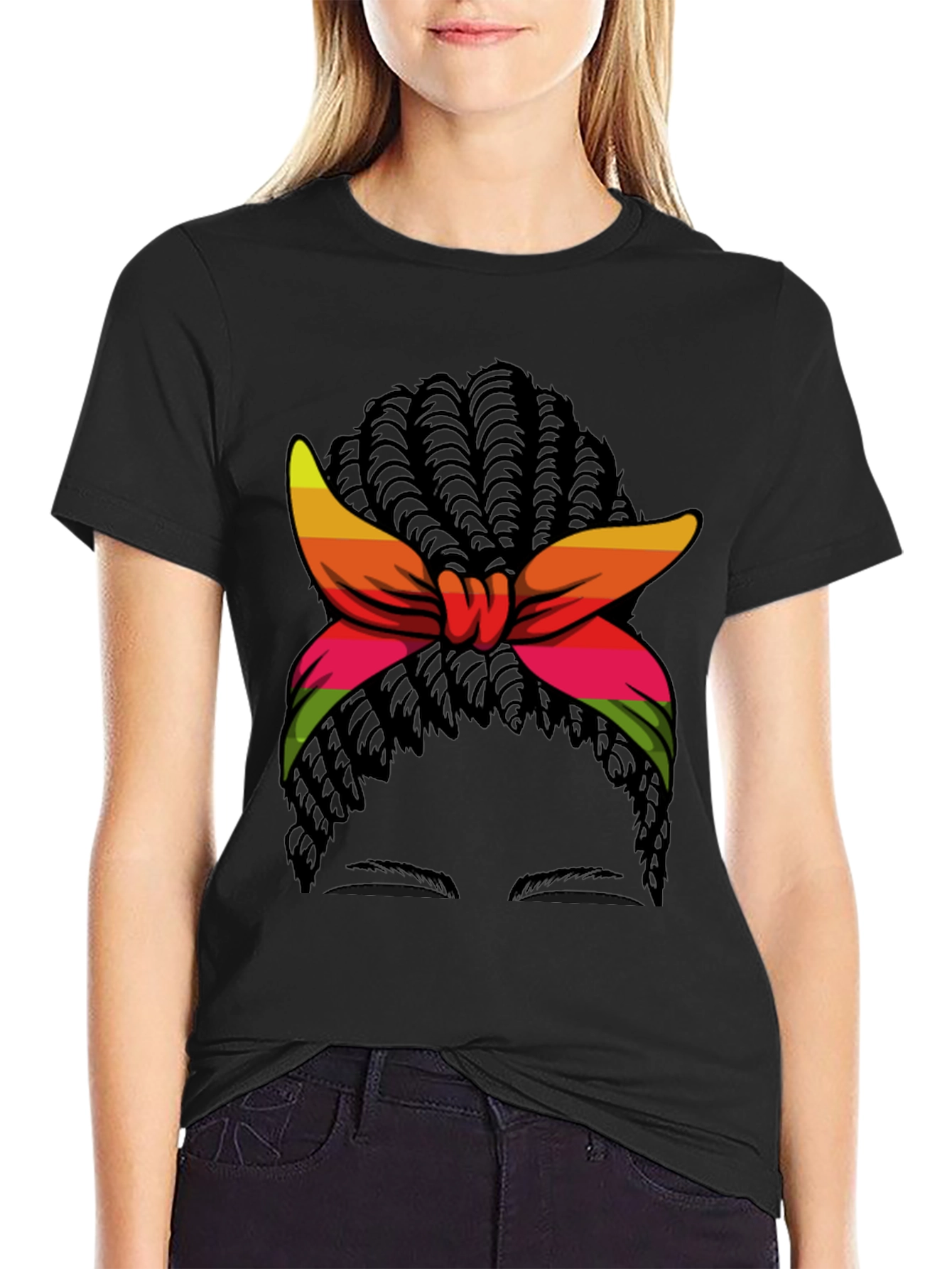 Headwrap Hair Graphic Tee - Stylish Casual Top