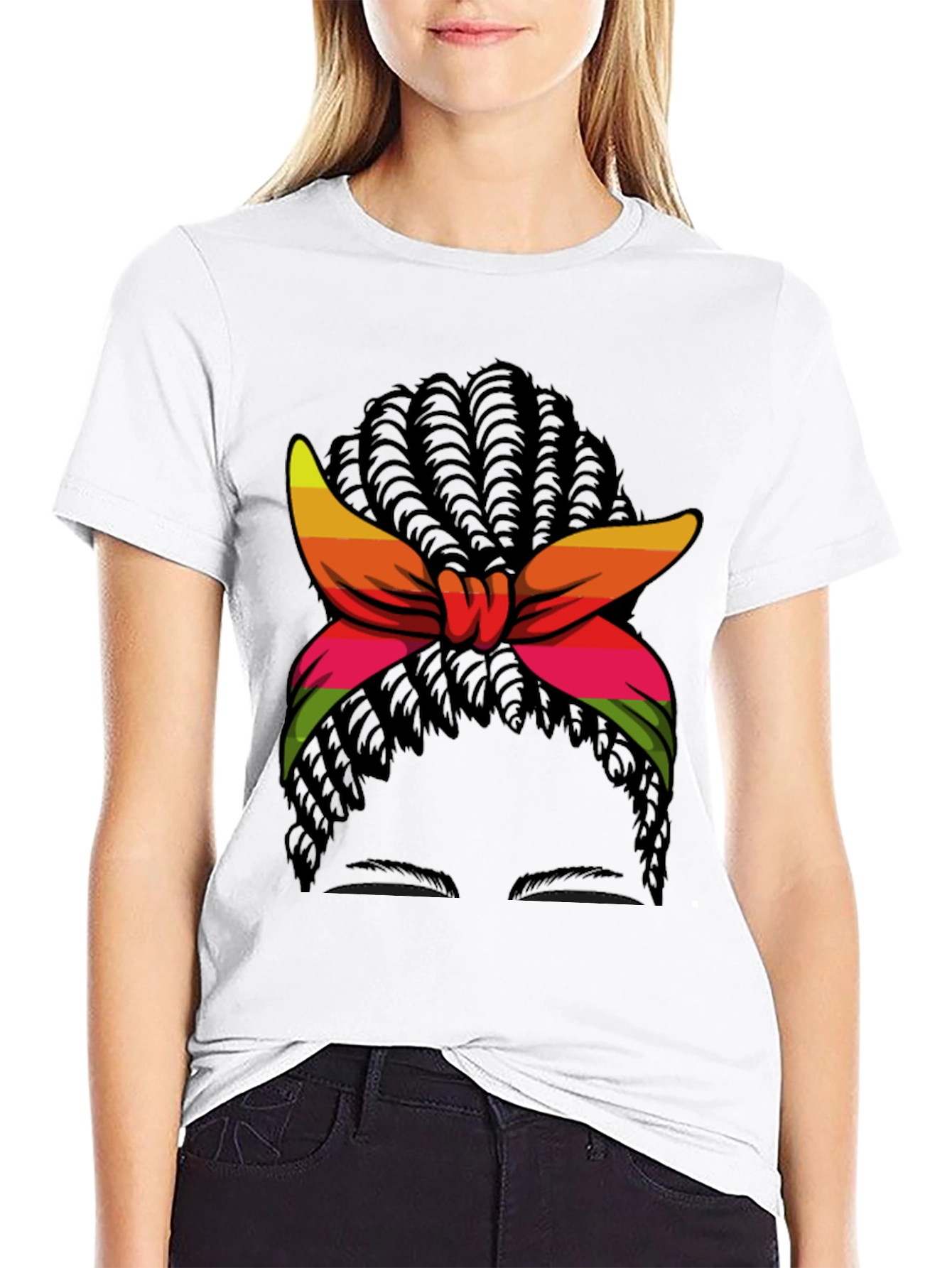 Headwrap Hair Graphic Tee - Stylish Casual Top