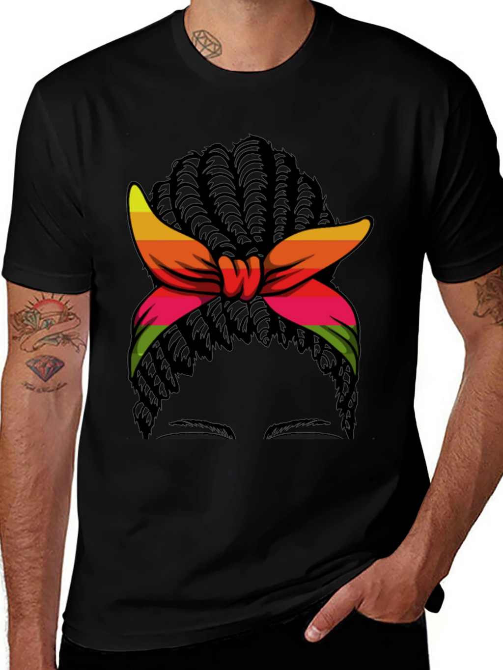 Headwrap Hair Graphic Tee - Stylish Casual Top