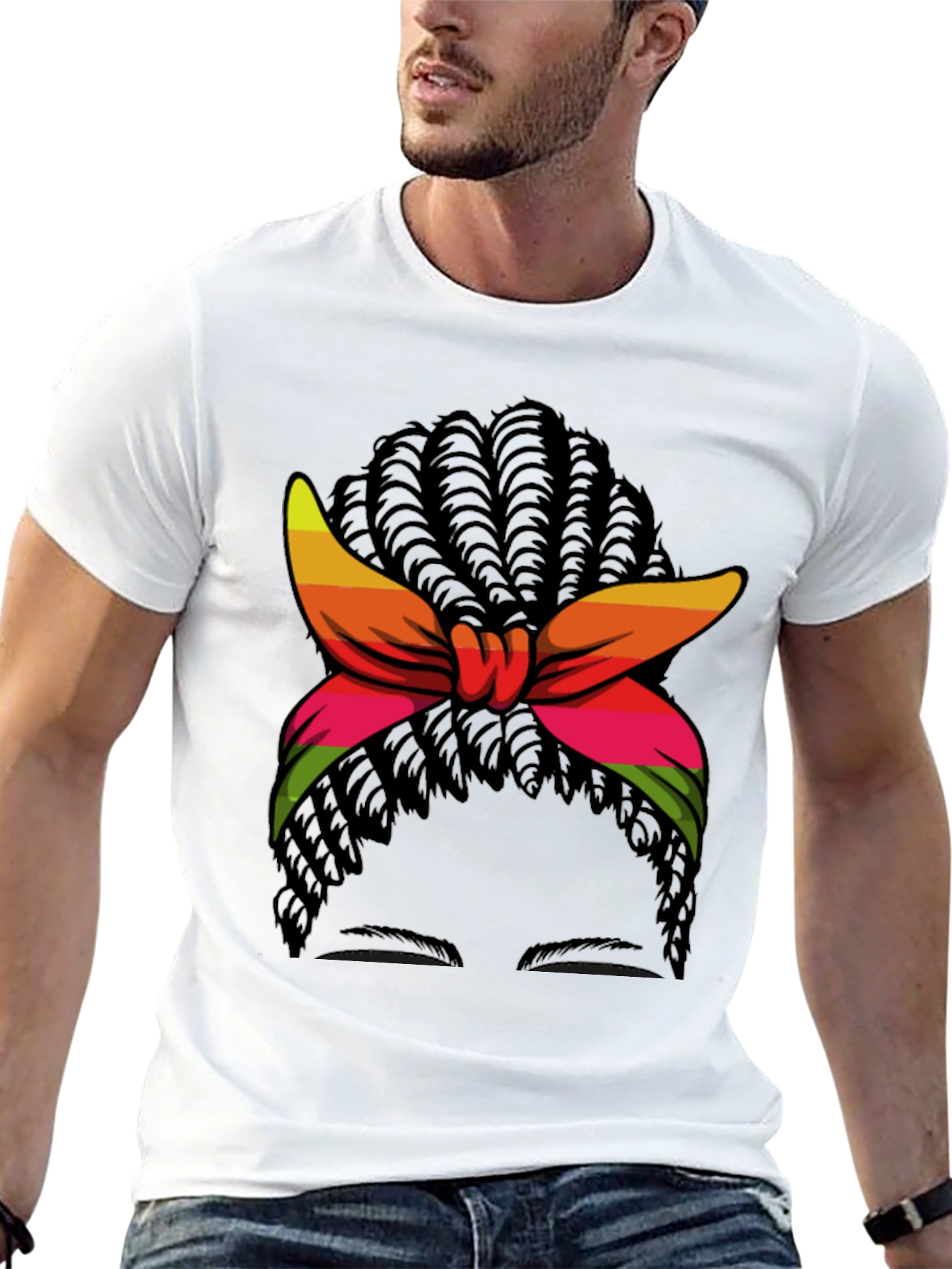 Headwrap Hair Graphic Tee - Stylish Casual Top