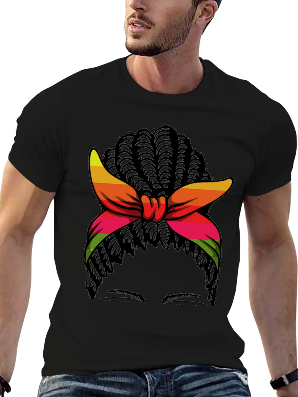 Headwrap Hair Graphic Tee - Stylish Casual Top